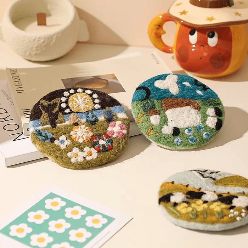 Handmade Wool Felt Round Coaster
