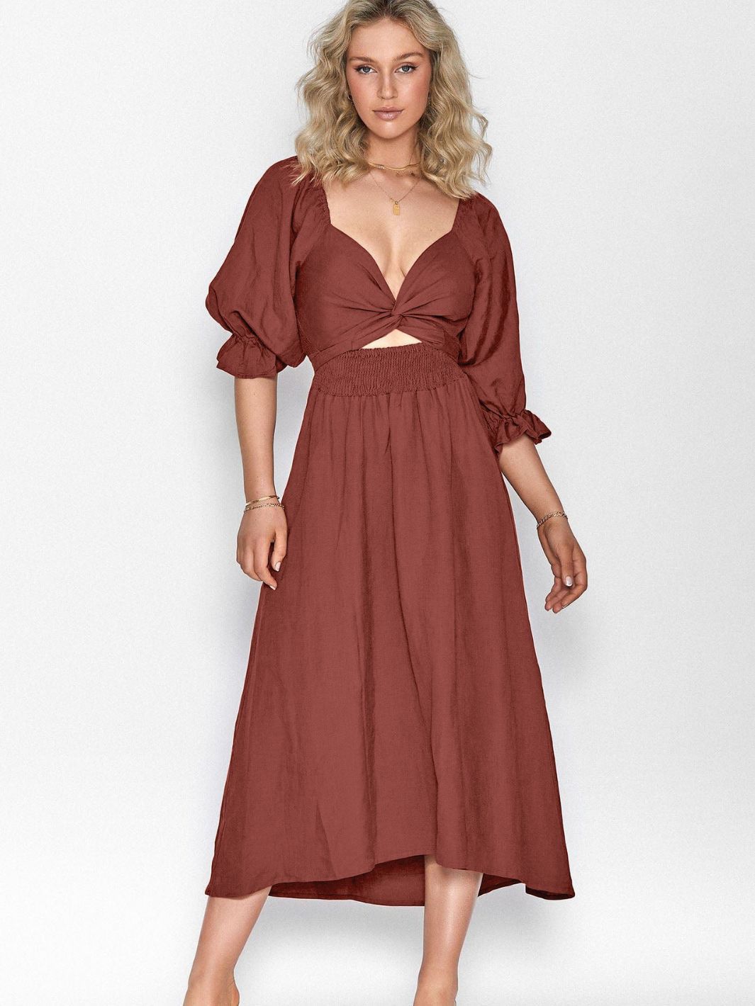 💥Hot Sale-[SAVE 50% OFF]--🏖️FRENCH RUFFLED LANTERN SLEEVES MULTI-WEAR DRESS--BUY 2 GET 10% OFF & FREE SHIPPING
