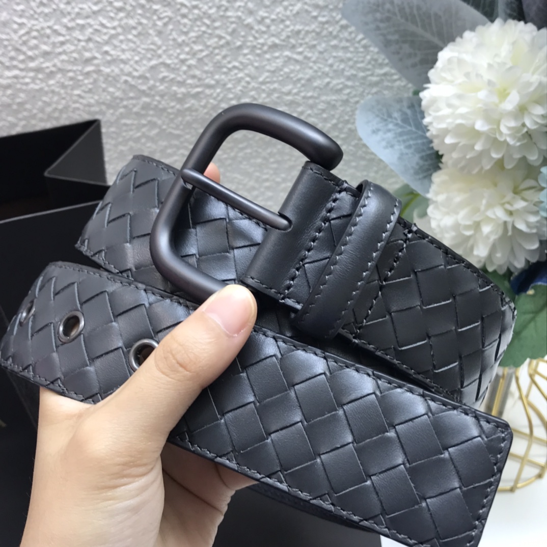 Bottega Veneta pin buckle classic woven leather belt width 4.0cm