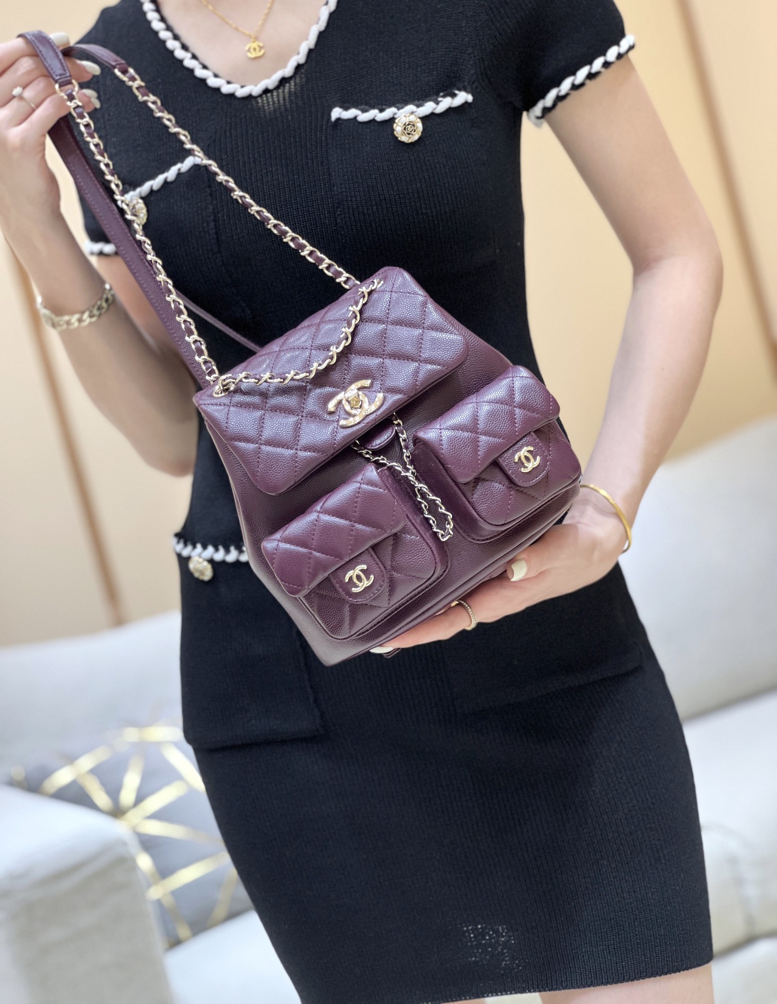 Chanel 24A duma double backpack 3860