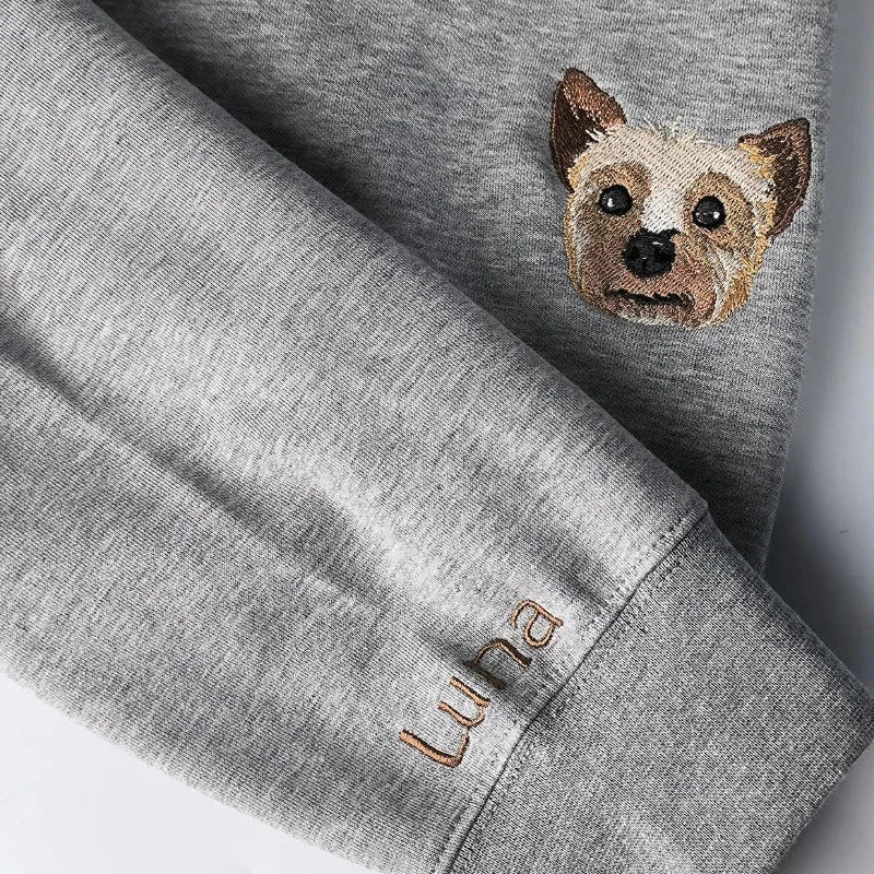 Custom Pet Portrait Embroidered Hoodie