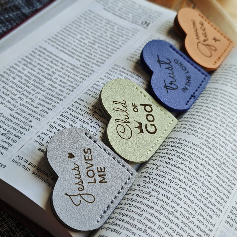Bible Quote Leather Heart Page Corner Bookmark