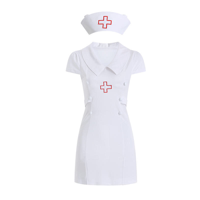 Cosplay Nurse Uniform Split Lingerie Dress