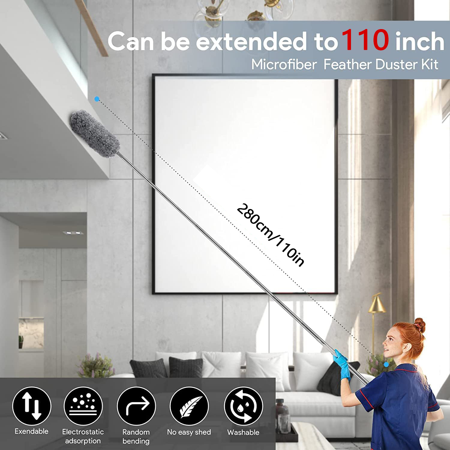 🔥Last Day Promotion - 50% OFF🔥Retractable Washable Curved Microfiber Duster-Buy 2 Get 10% Off & Free Shipping