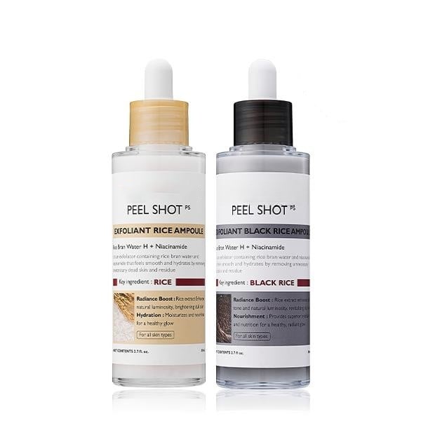 Peel Shot Glow Rice Ampoule Duo - Serums for Brightening, Exfoliating, and Moisturizing
