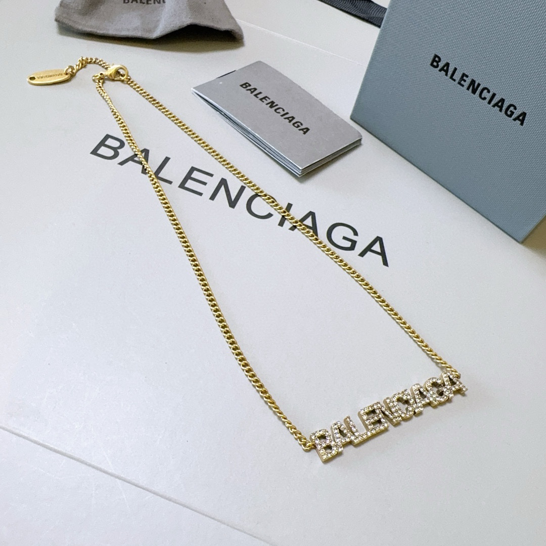 Balenciaga Diamond Font Chain Necklace