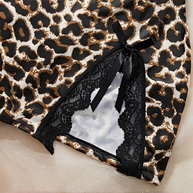 Leopard Print Lace Lingerie Dress