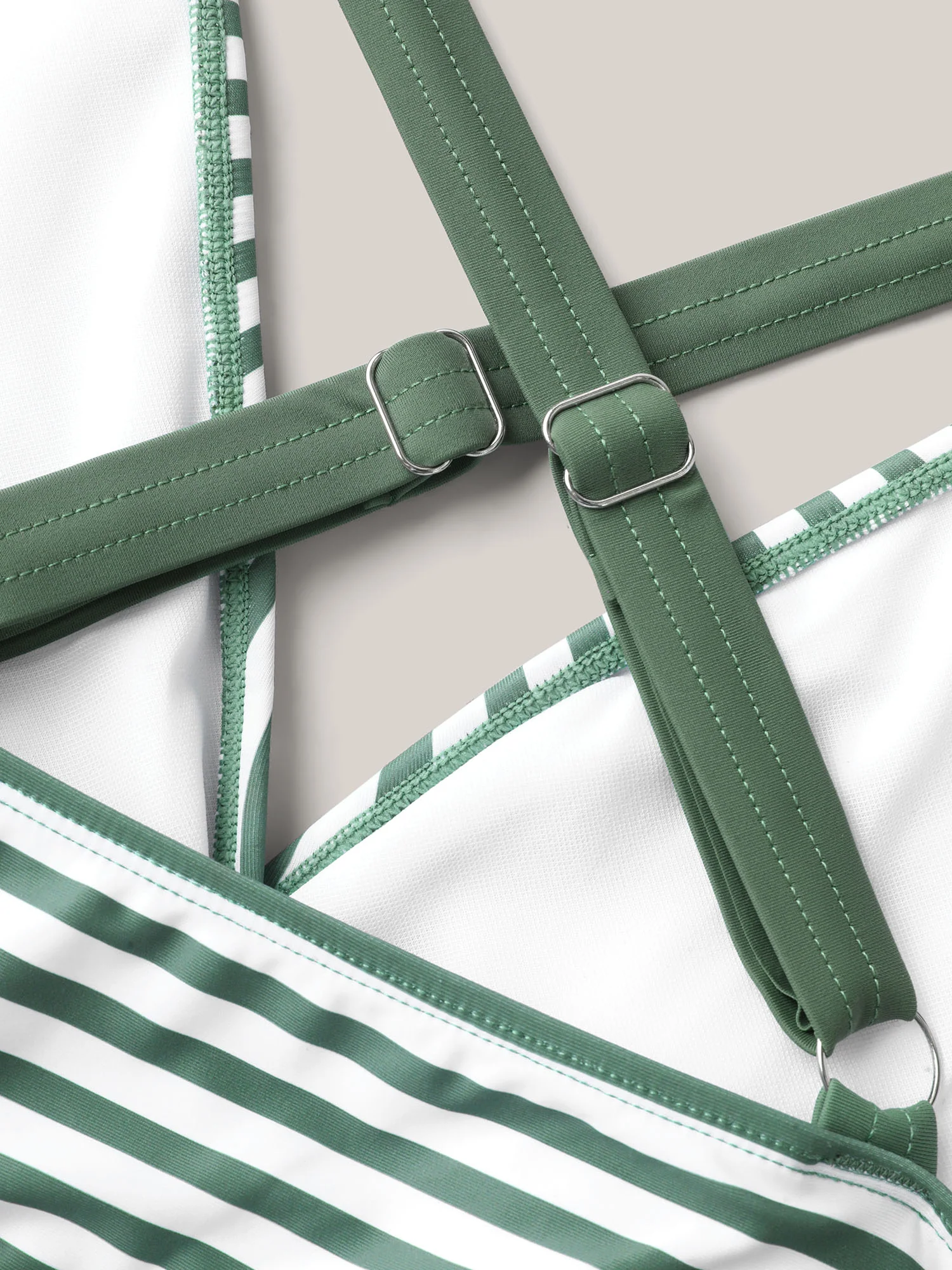 Striped Spliced Ruffled One-Piece Swimsuit