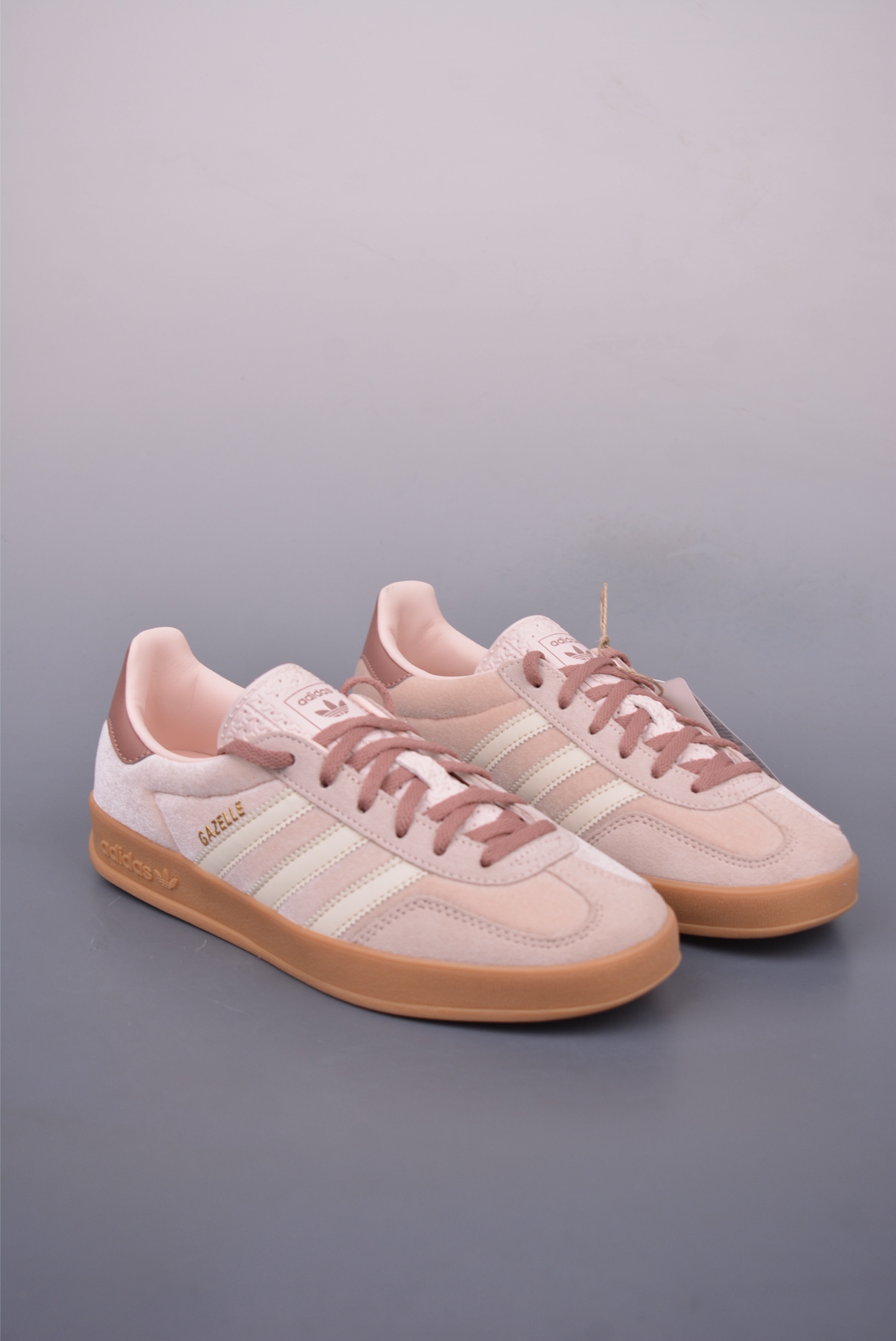 Adidas Gazelle Indoor Trainers Sneakers Velvet Coral Pink Brown Raw Rubber Sole JR0232