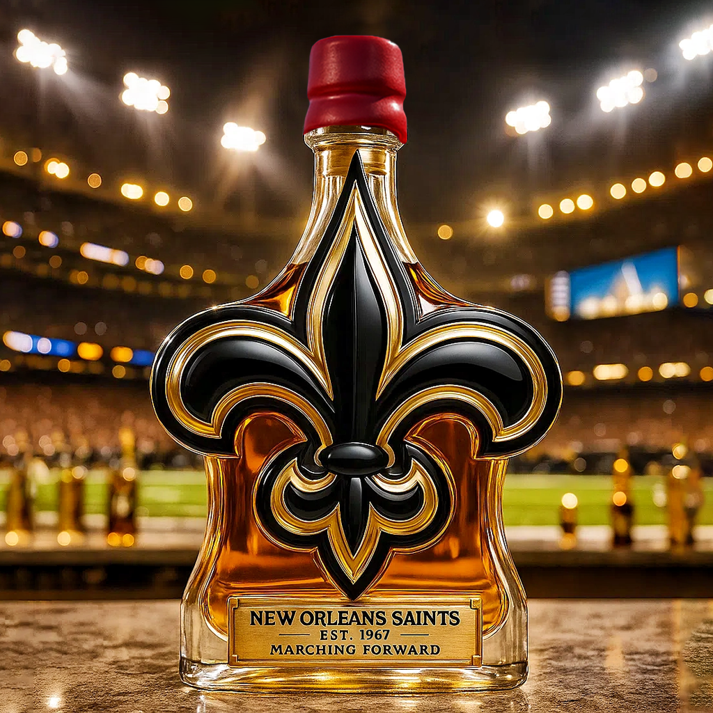 ⚜ Marching in Glory — New Orleans Saints Whiskey Bottle