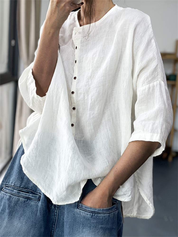 Vintage Button Up Oversize Linen Tunic
