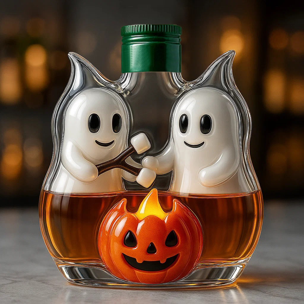 Halloween Ghost Campfire Gathering Limited Edition Whisky Bottle