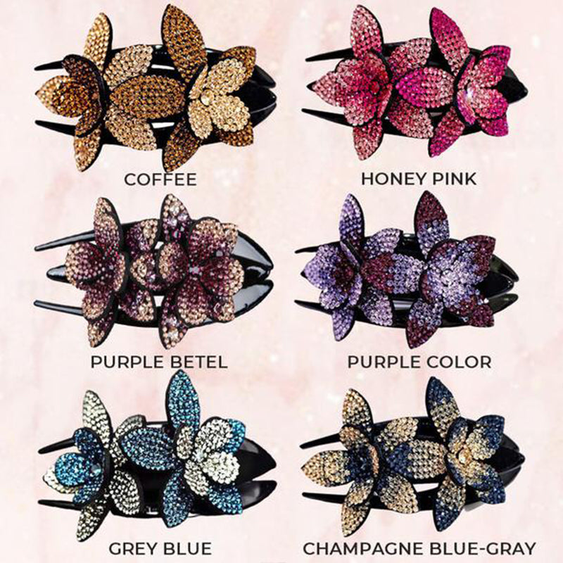 (🔥New Year Hot Sale-50% OFF) Rhinestone Double Flower Hair Clip