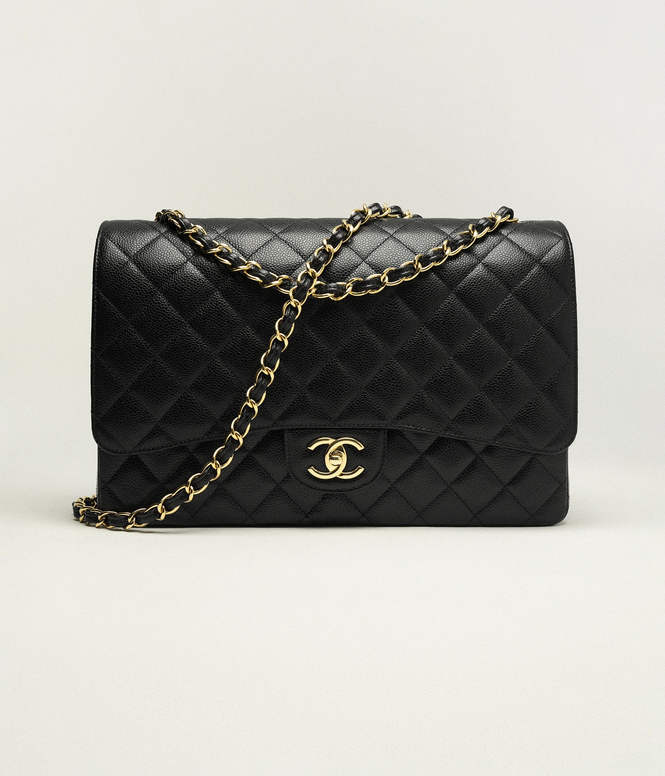Chanel Small Classic Bag Grained Calfskin Gold Metal Black A01113-Y01864-C3906