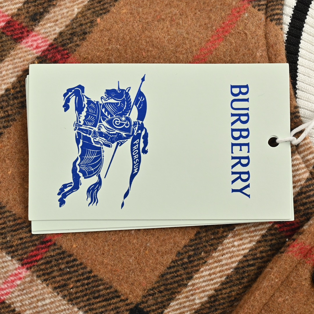 Burberry 24Fw striped embroidered warhorse patchwork baseball jacket