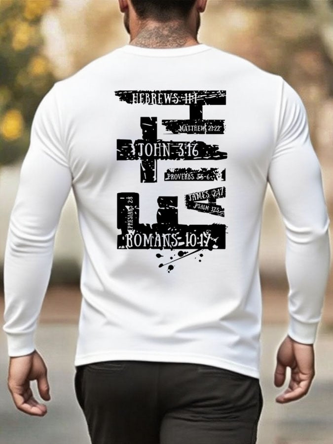 Men's Faith Cross Print Crew Neck T-shirt