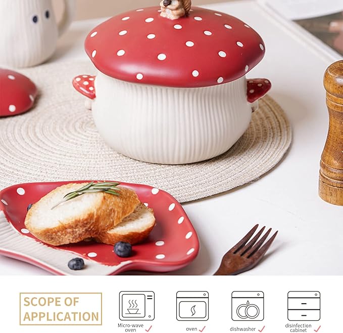 🔥Buy More Save More🔥Ceramic Red Mushroom Tableware