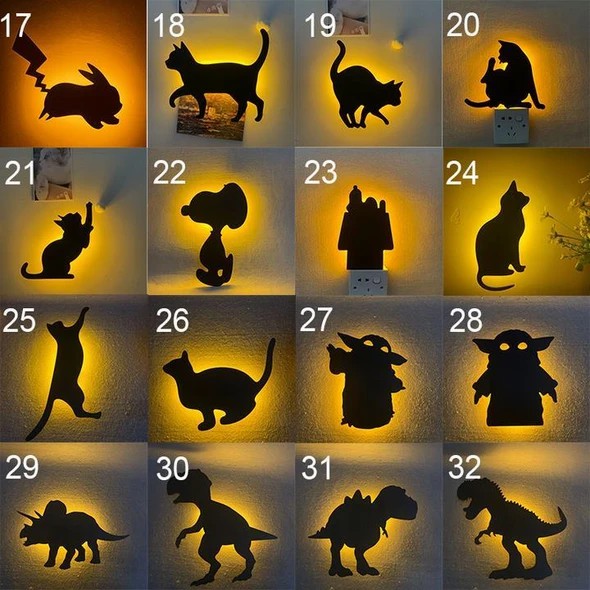 (SUMMER HOT SALE- Save 50% OFF) LED Light and Sound Control Silhouette Night Light - Battery or USB Powered