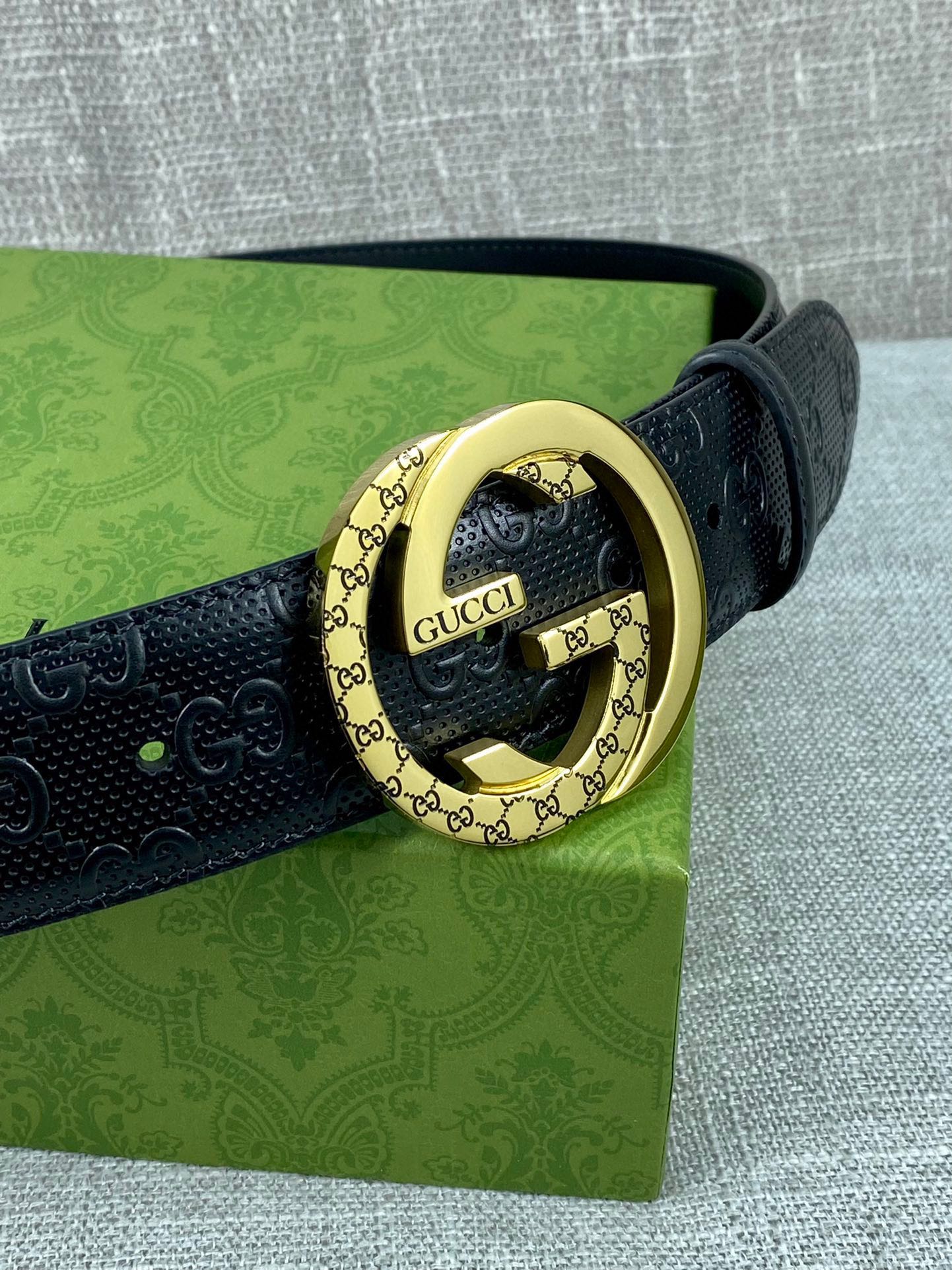 Gucci Signature printed leather belt width 4.0CM