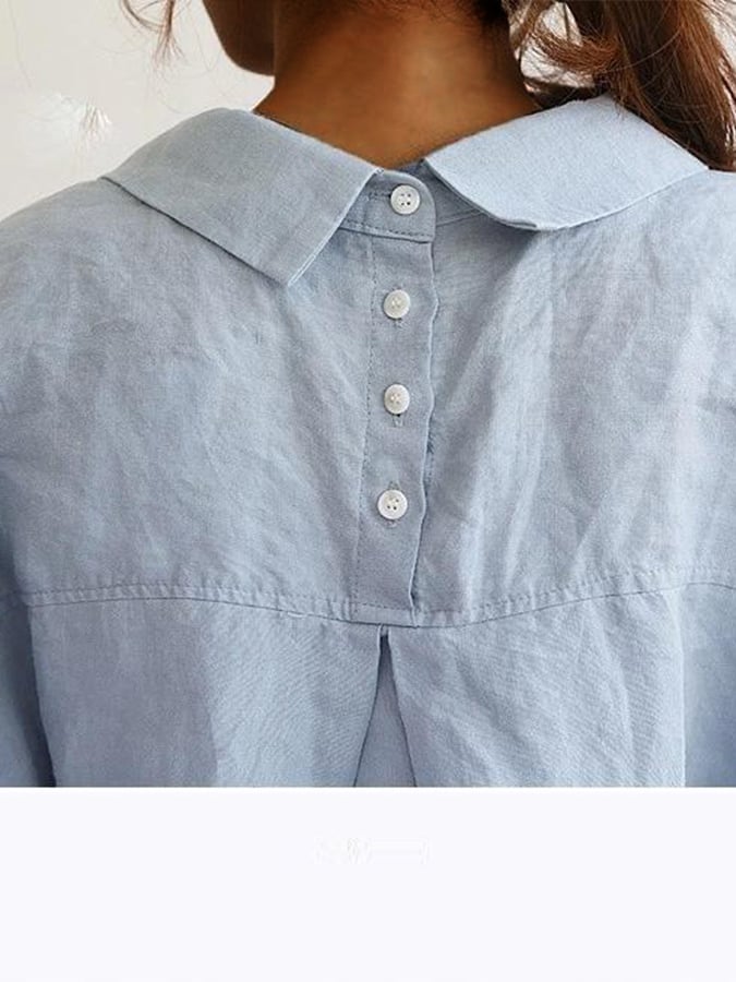 Women's Cotton Linen Pocket Casual Shirt Skirt