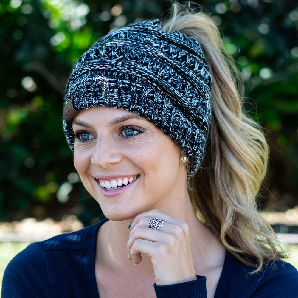 🎄CHRISTMAS ON SALE🔥 Winter Soft Knit Ponytail Bun Beanie Hat