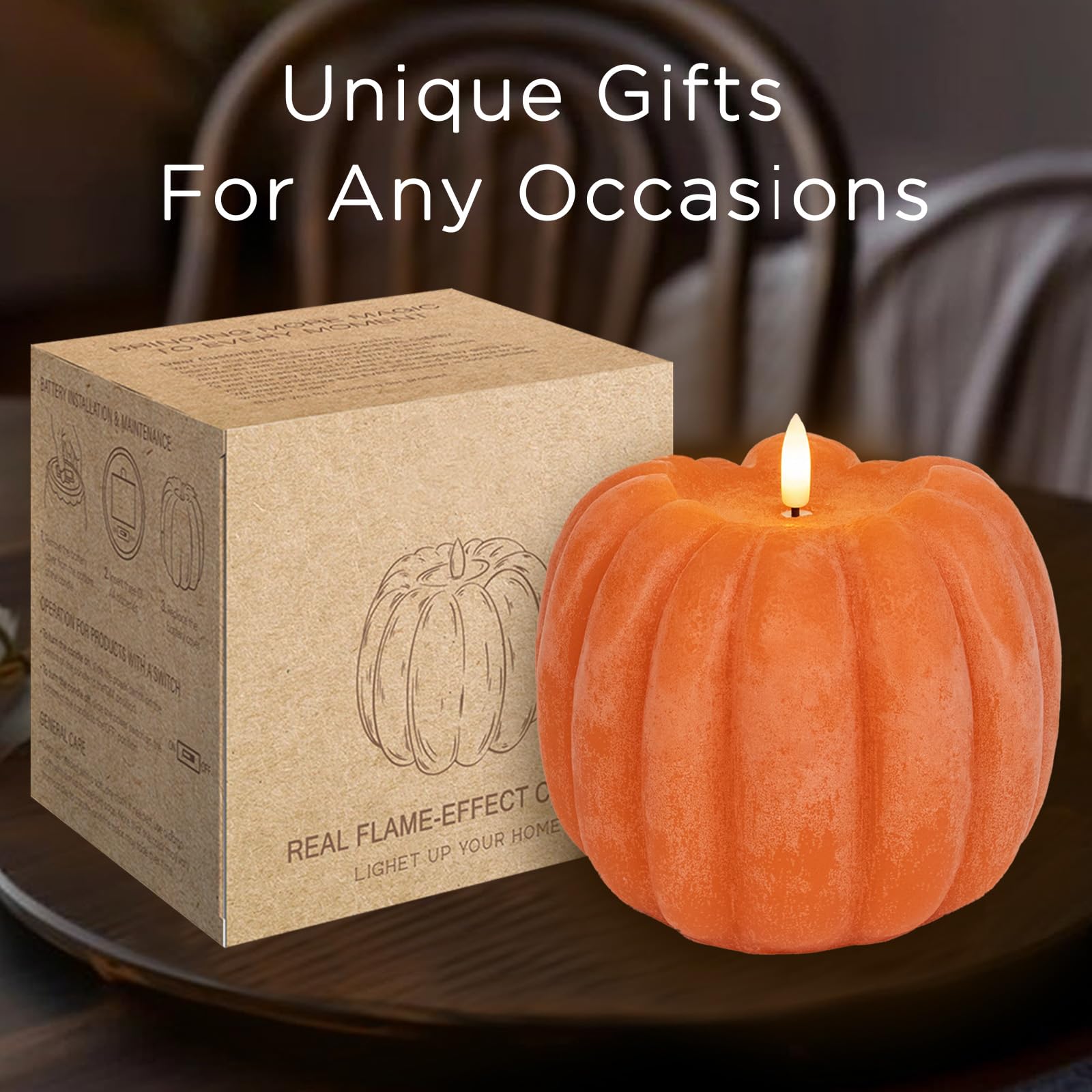 🍂Autumn Party Decorations Indoor - 🎃 Pumpkin LED Flameless Wax Candle 🕯️🍁