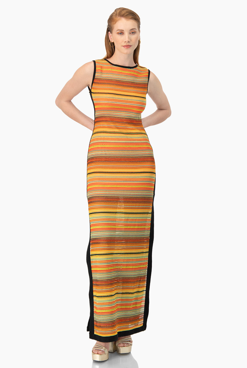 Maxi vestido tejido sin mangas