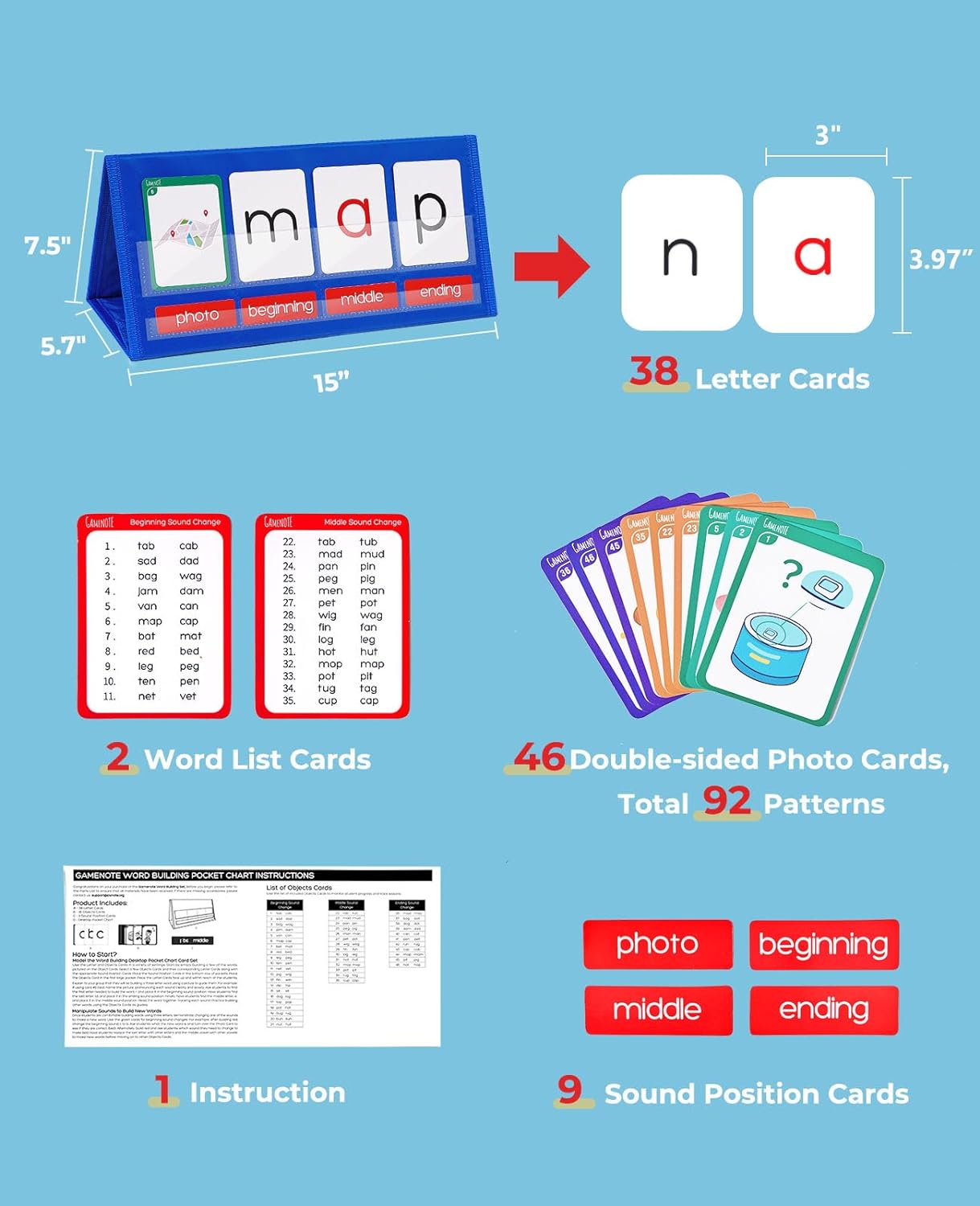 CVC Word Builder Desktop Pocket Chart Word Spelling Games Literacy Learning Cards