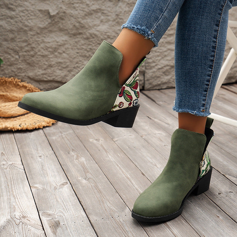 Step into Autumn and Winter with Style in Flowers Printed Ankle Boots
