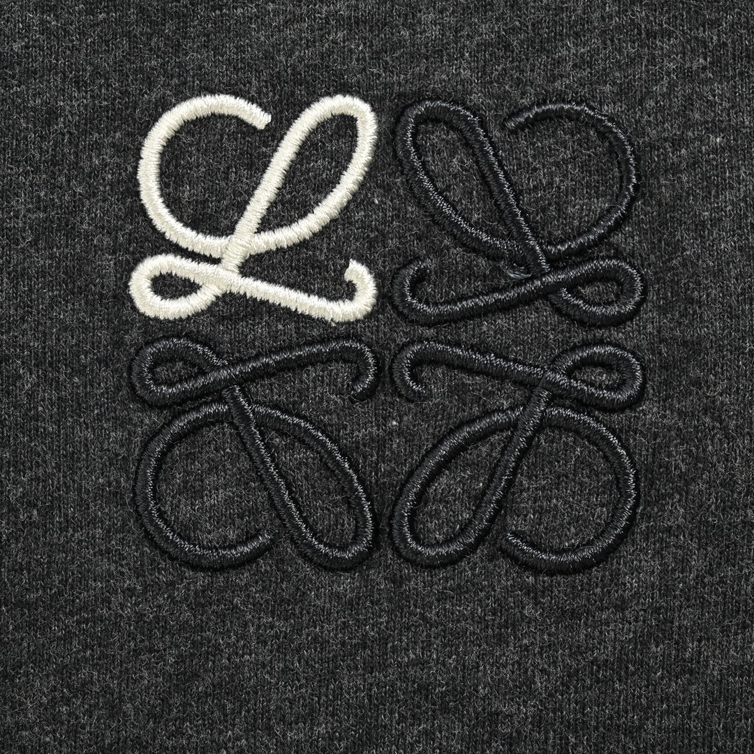 Loewe 24ss two-tone embroidered logo dark grey short-sleeve