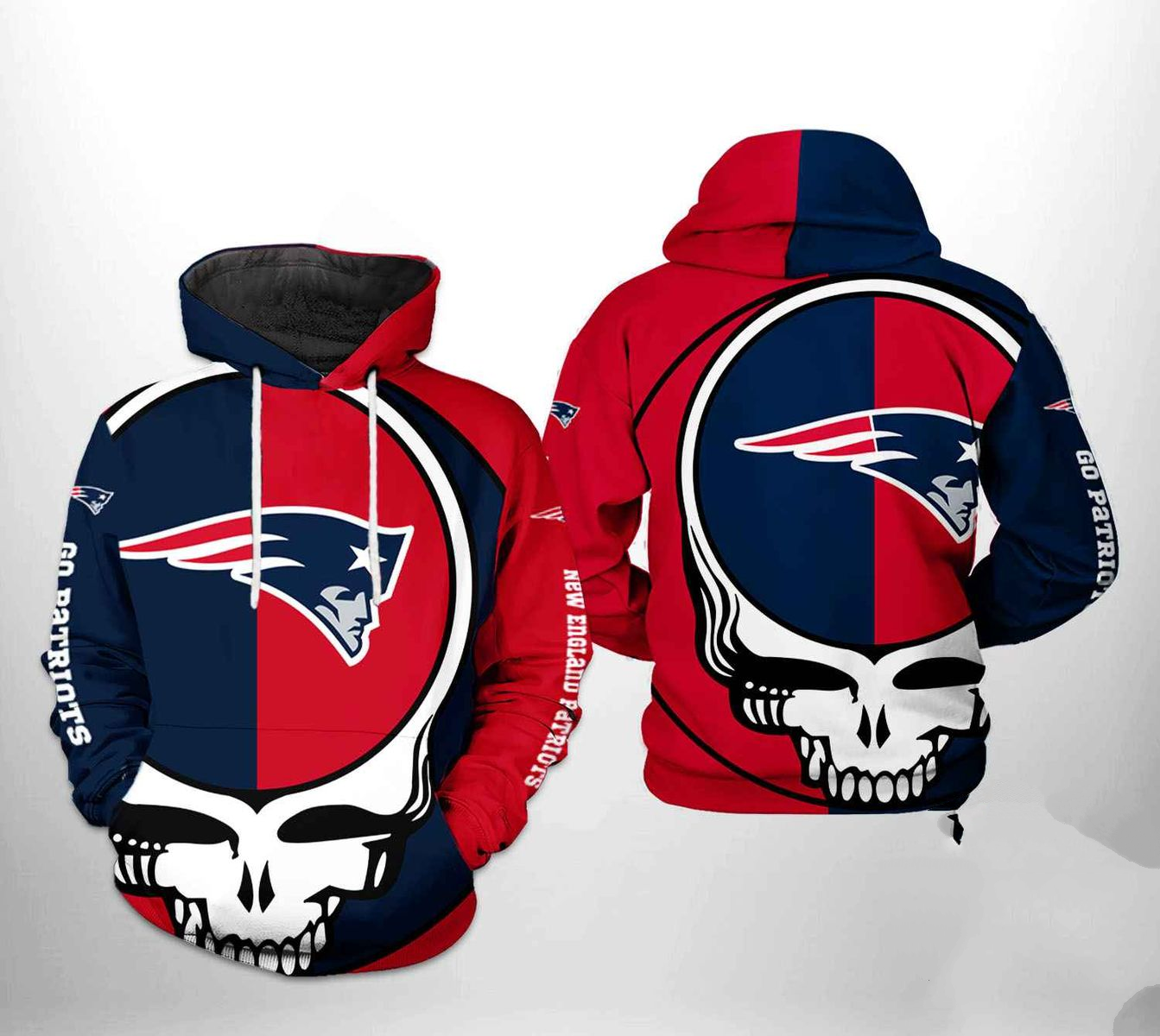 NEW ENGLAND PATRIOTS 3D HOODIE SKULL105