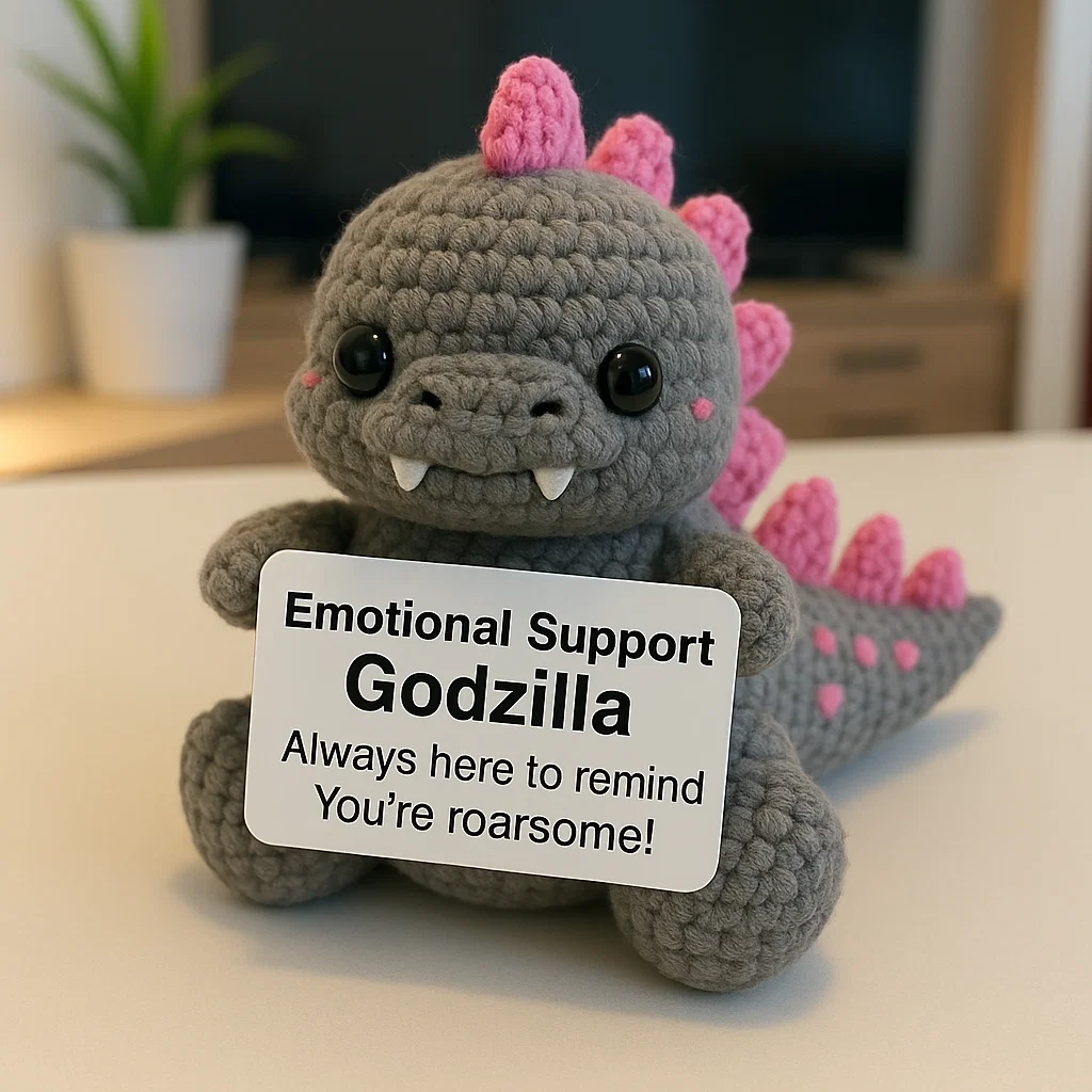 Crocheted Emotional Support Godzilla