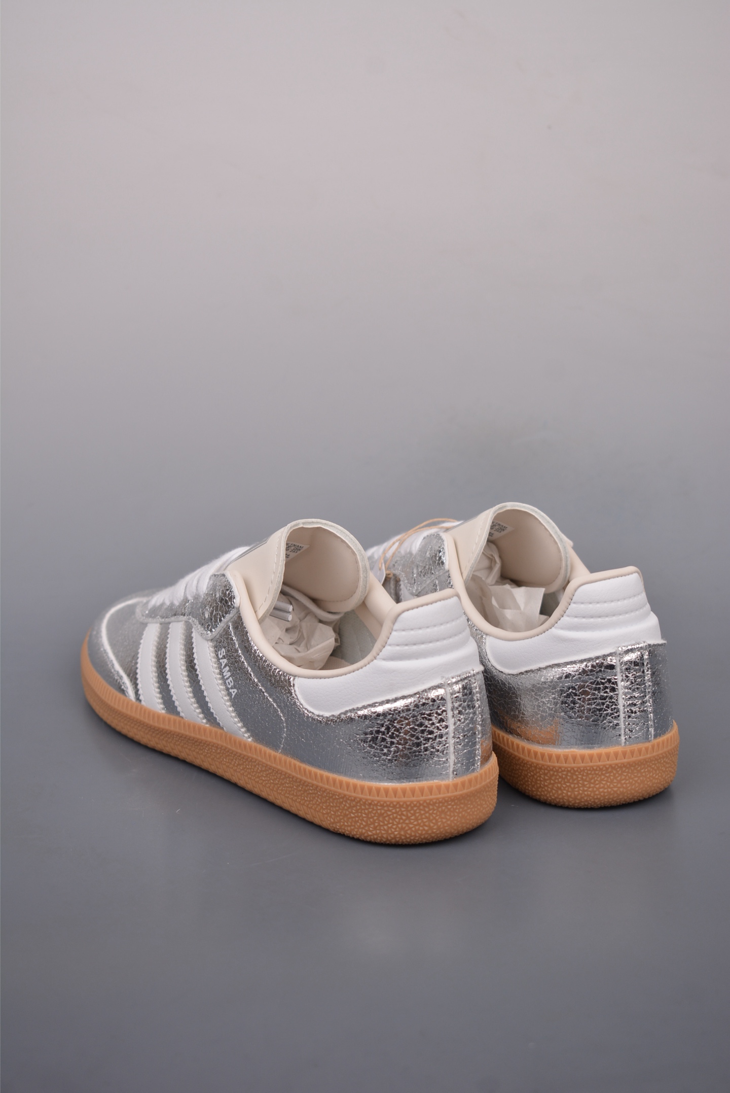 Adidas Originals Samba OG Silver Metallic Cracked Leather JR0035