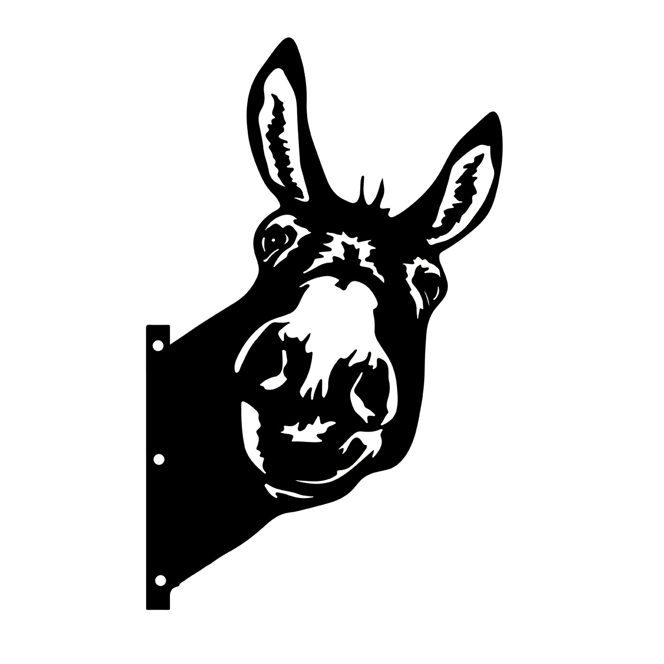 1pc Vintage Donkey Head Shape Iron Silhouette, Cute Ornament For Outdoor Garden Fence, Farm Craftwork Decor