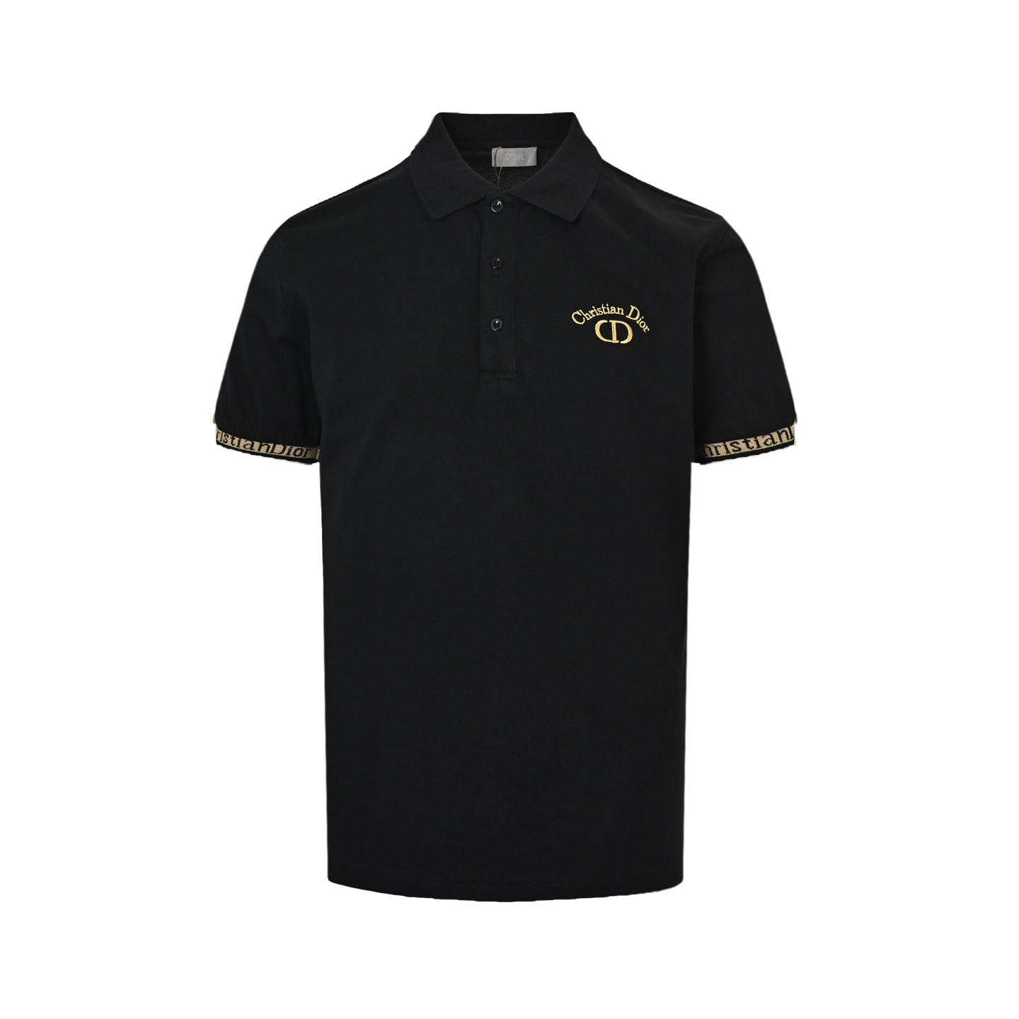 Dior 25ss CD gold thread embroidered letters Polo short sleeve