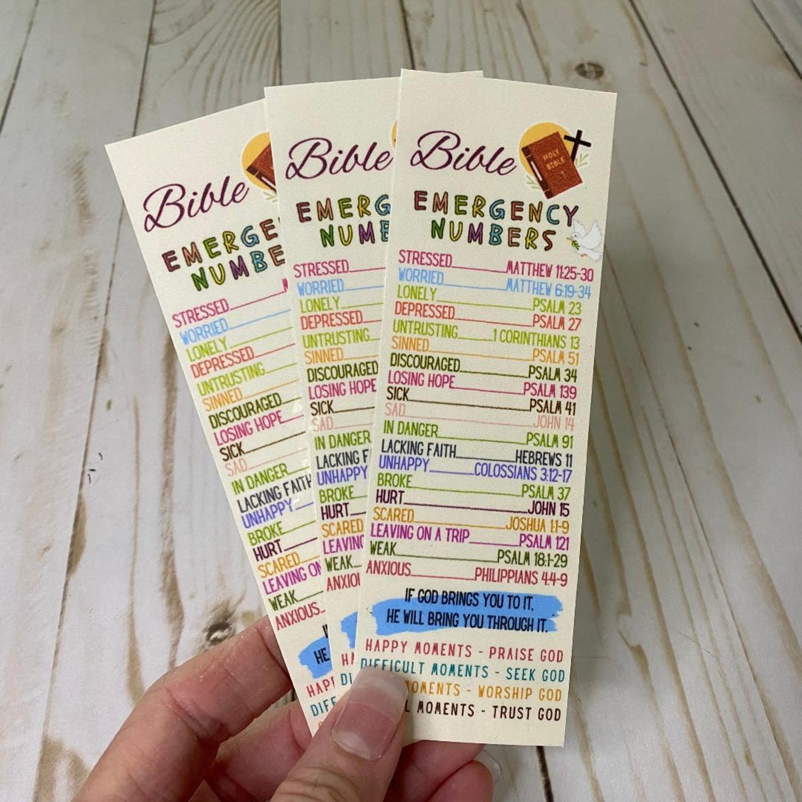 Bible Emergency Numbers Bookmark | Bible Verse Bookmark