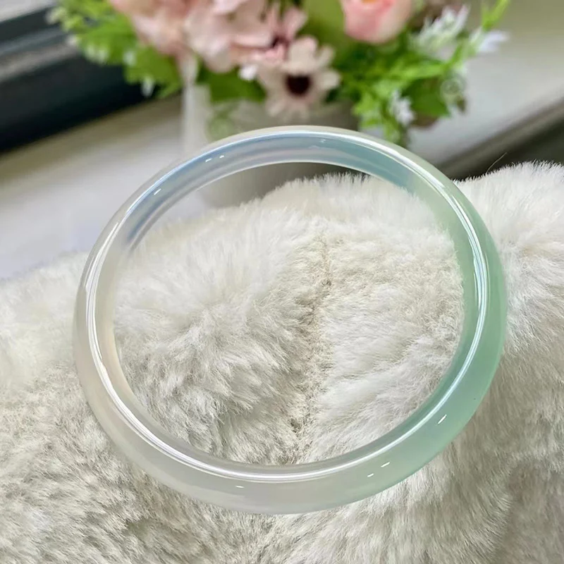 Natural Green Jade Bracelet For Women Round Gradient Color Ice Bangle High Quality Fine Jewelry Accessories Free Shipping