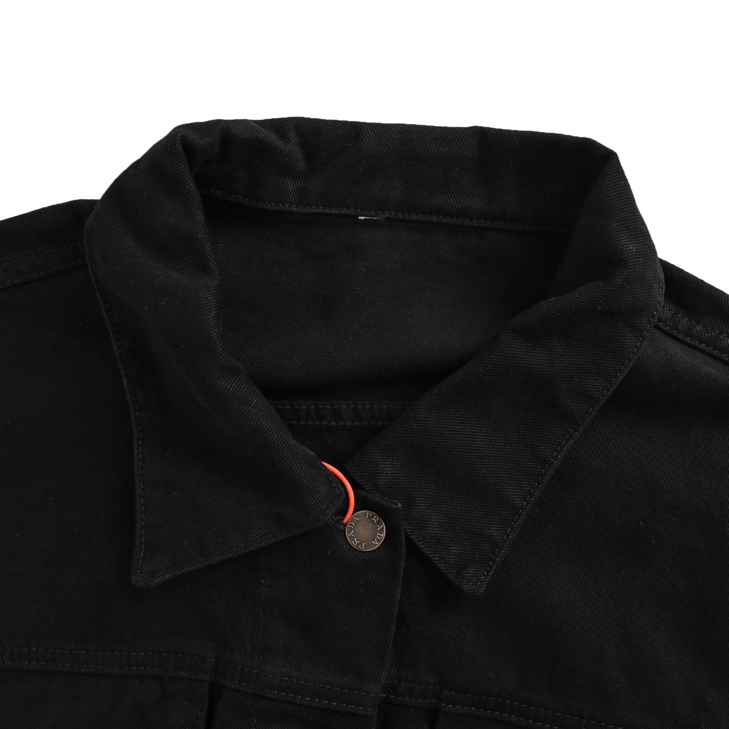 Prada 25ss denim jacket with triangle logo on the hem