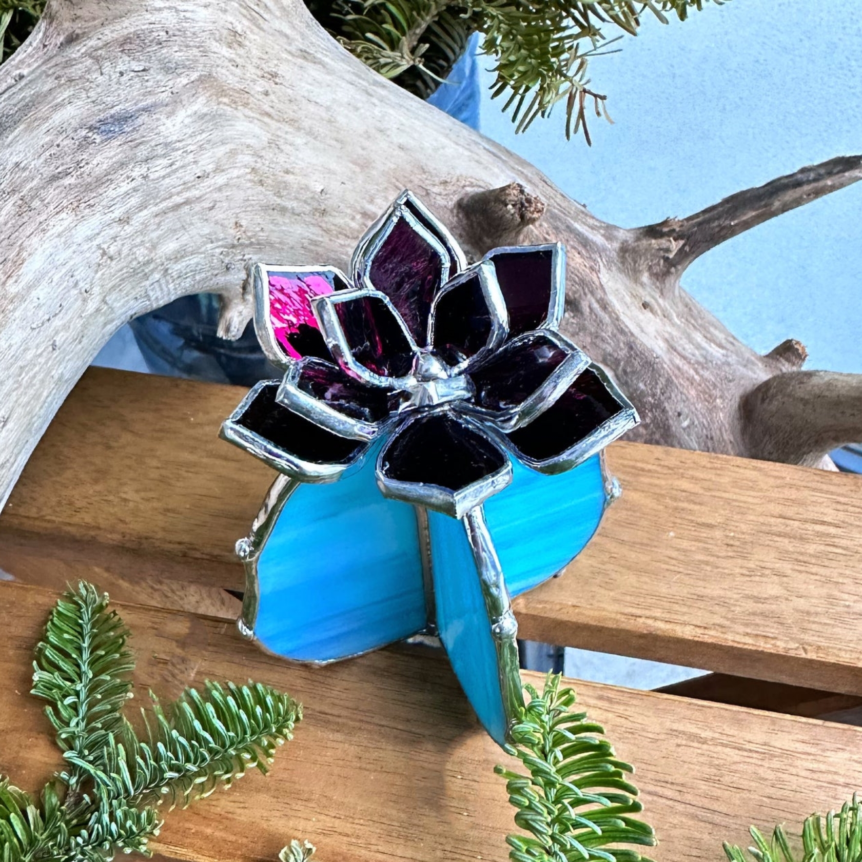 🌵🌈 Handmade Stained Glass Cactus Flower