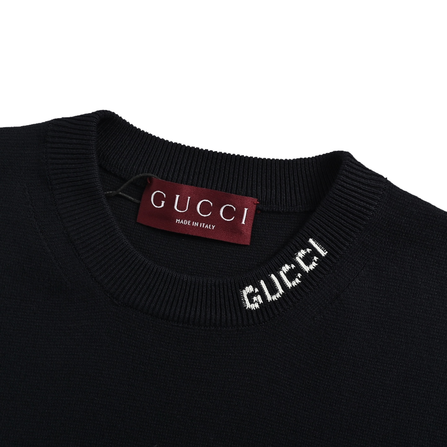 Gucci 25ss collar intarsia lettering knitted short sleeves
