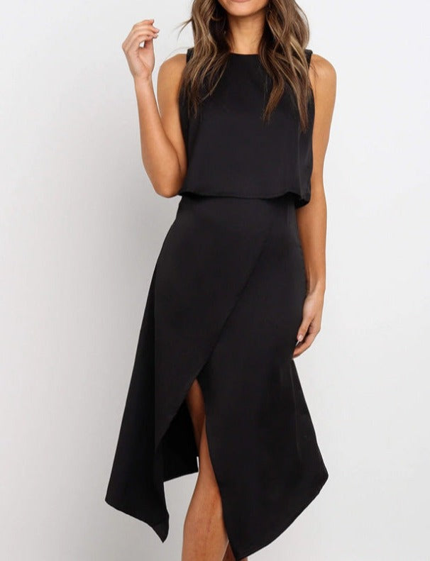 Round Neck Two-piece Set With Irregular Slits