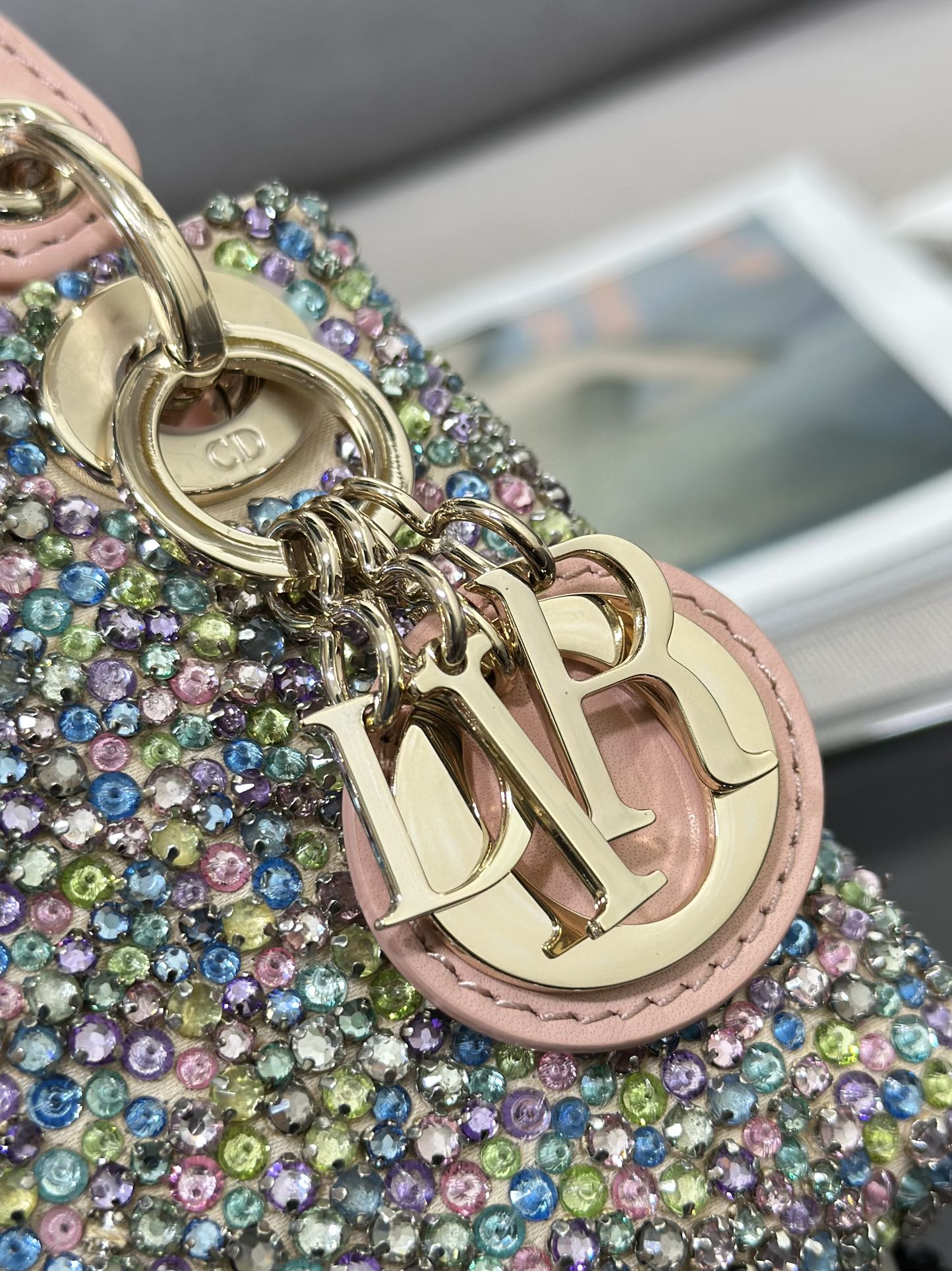 Dior Super Mini Embroidered Colorful Beads Diamond Princess Diana Bag S0856