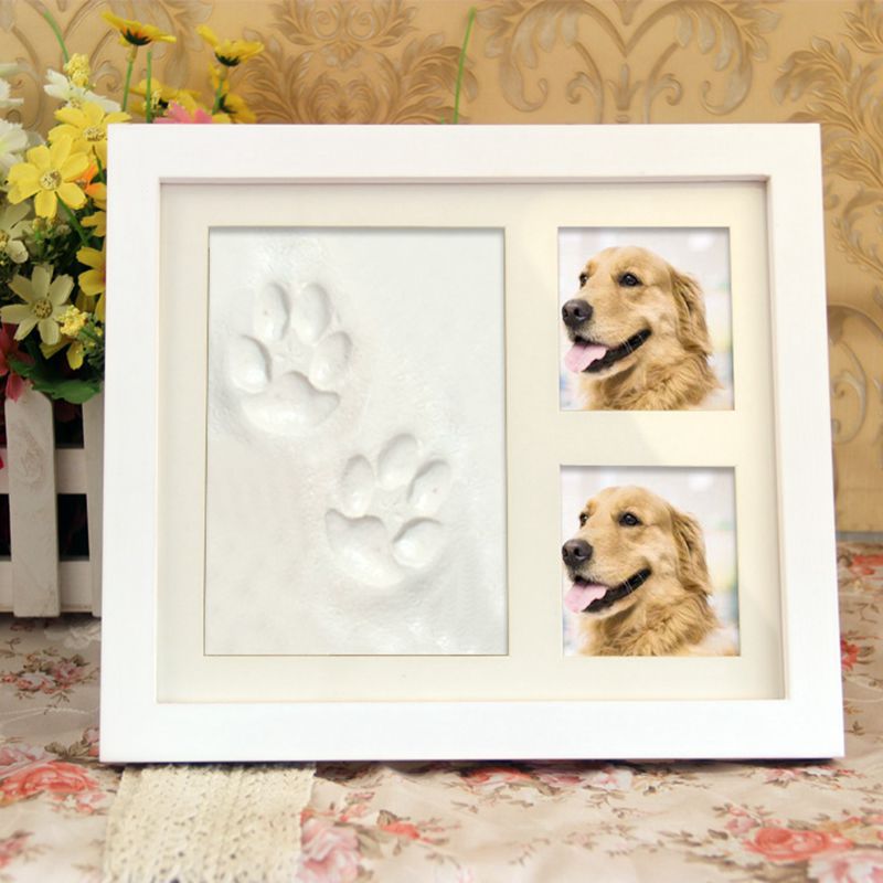 Pet Paw Print Photo Frame Kit with No Toxic Clay - Memorial Gifts for Pet Lovers
