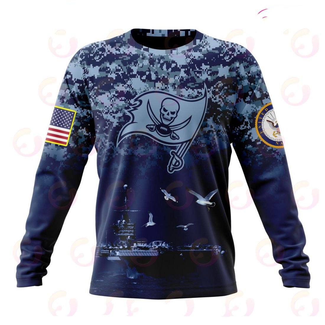 TAMPA BAY BUCCANEERS 3D HOODIE HONOR US NAVY VETERANS