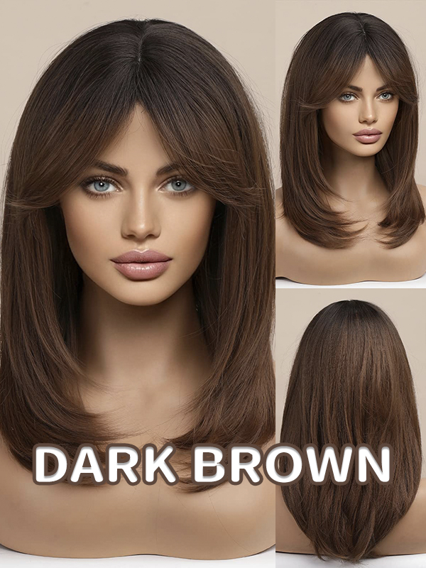 Layer Blended Curtain Bangs Wig