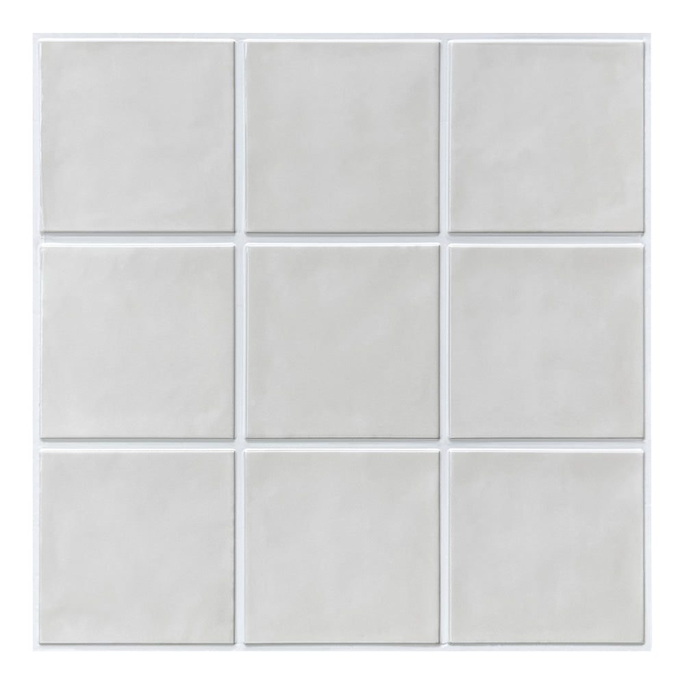 3D Mist Gray Ceramic Square Peel and Stick Wall Tile