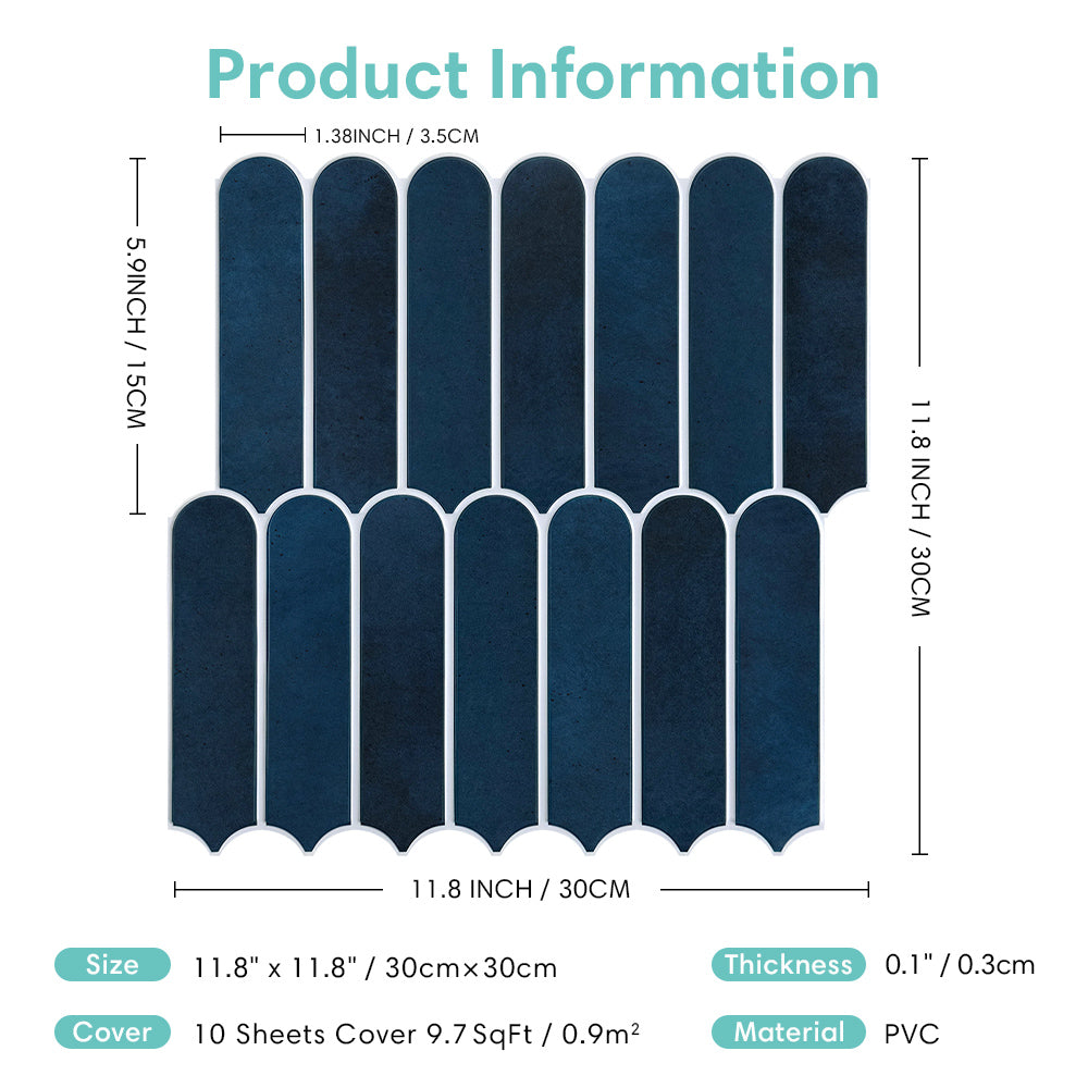 3D Midnight Blue Fish Scale Peel and Stick Wall Tile