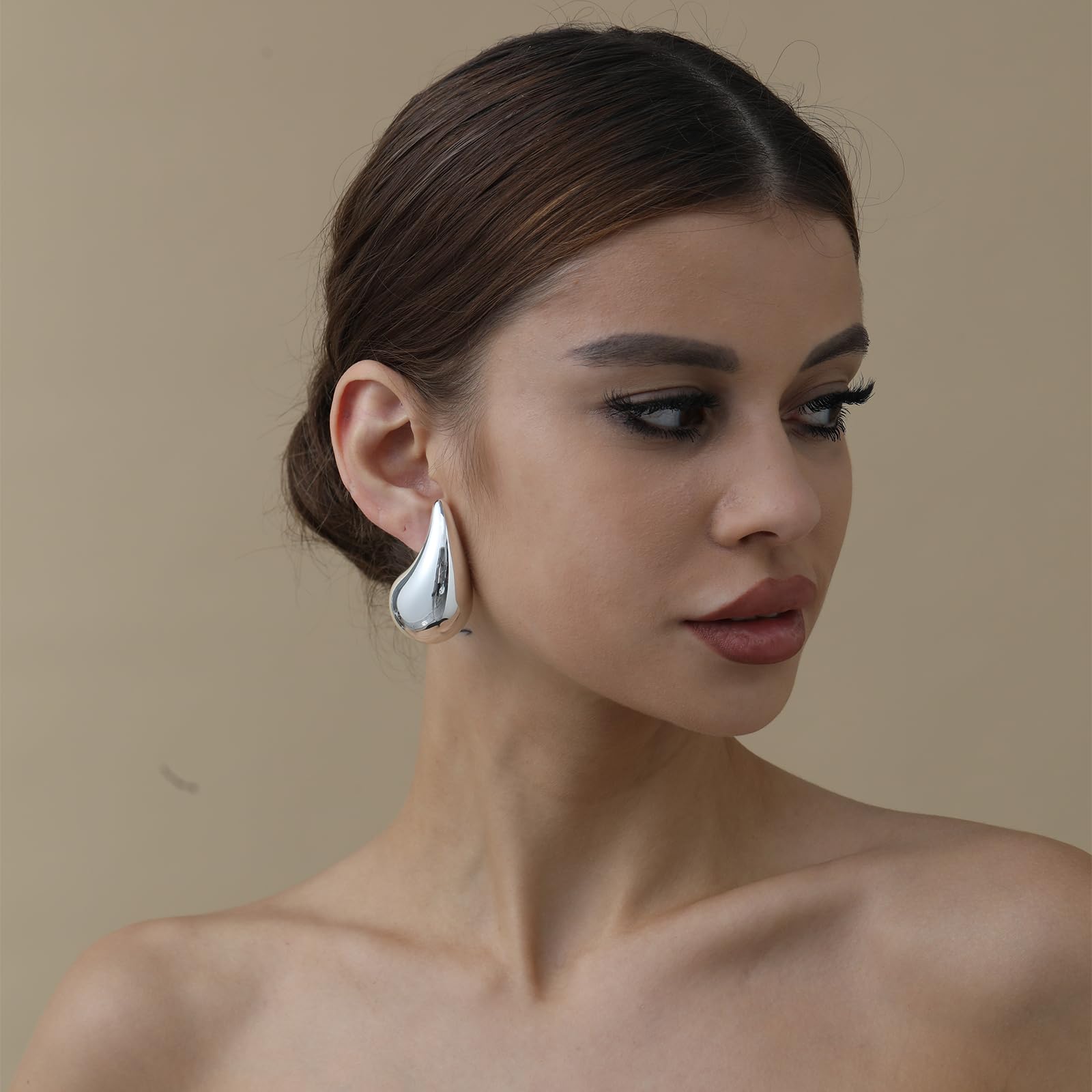🔥Last Day 50% OFF🔥25/32/47mm Chunky Gold Hoop Earrings for Women | Lightweight Tear Drop Earrings