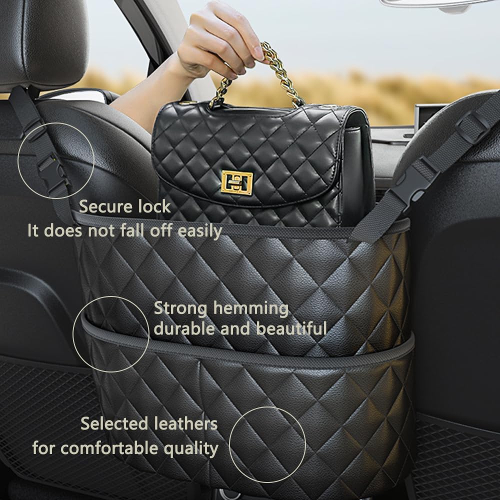 💖Last Day 50% OFF💖Large Capacity Leather Car Net Pocket Handbag Holder