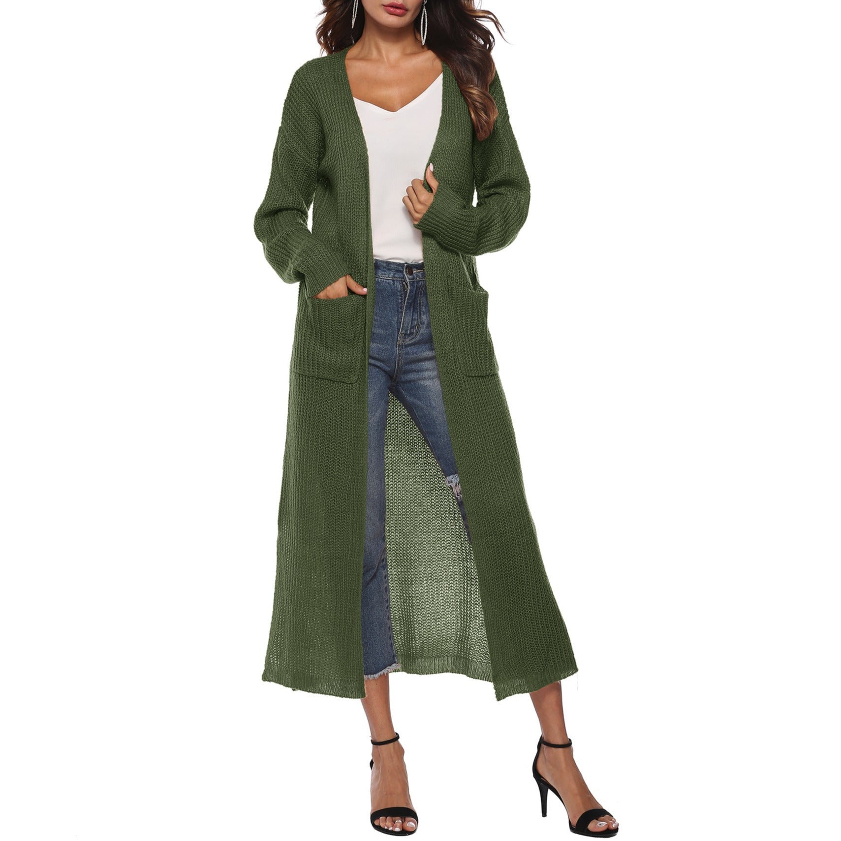 Women's Cardigan Sweater With Large Pockets Cardigan Sweater Long Thin Coat